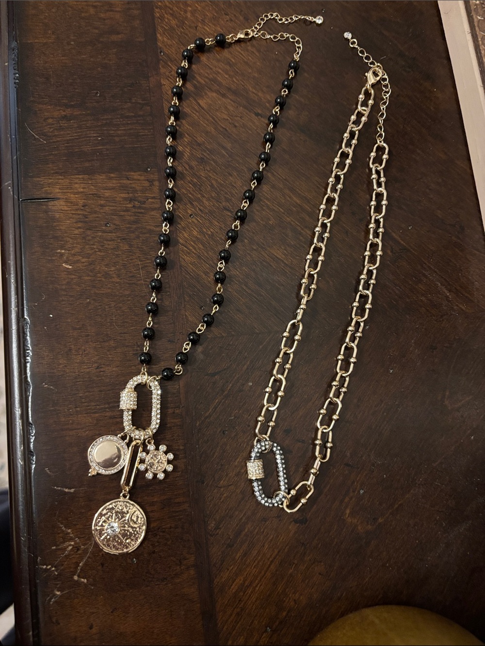 Gold and Black Pendant Necklace - Women's Jewelry